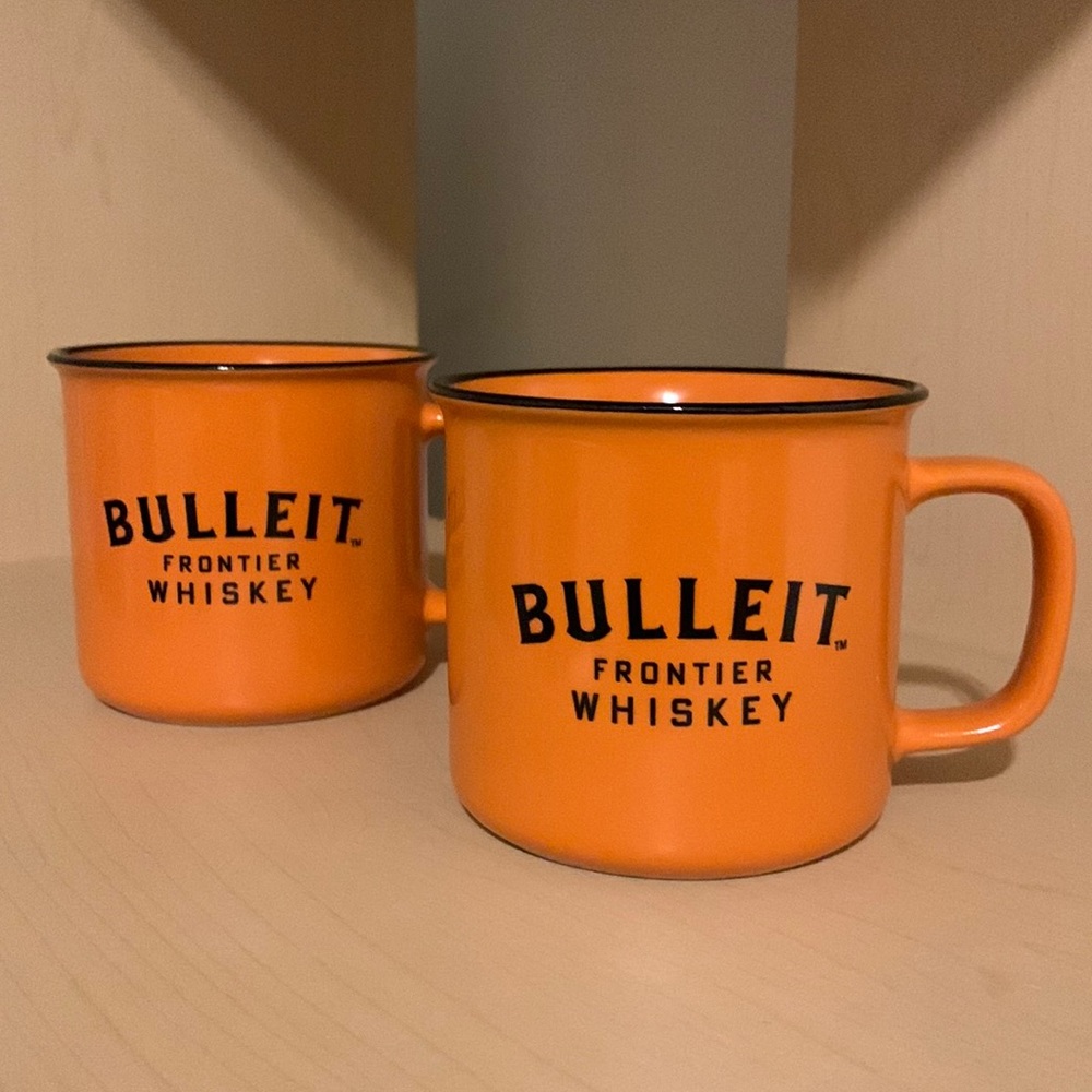 Bulleit Frontier Whiskey Orange Mugs - Set of 2 - 8oz